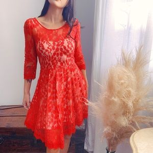 Free People Lace Fit and Flare Dress